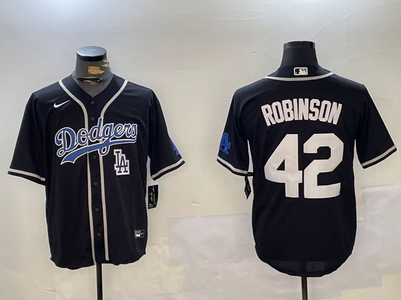 Men Los Angeles Dodgers 42 Robinson Black Game 2024 Nike MLB Jersey style 11207